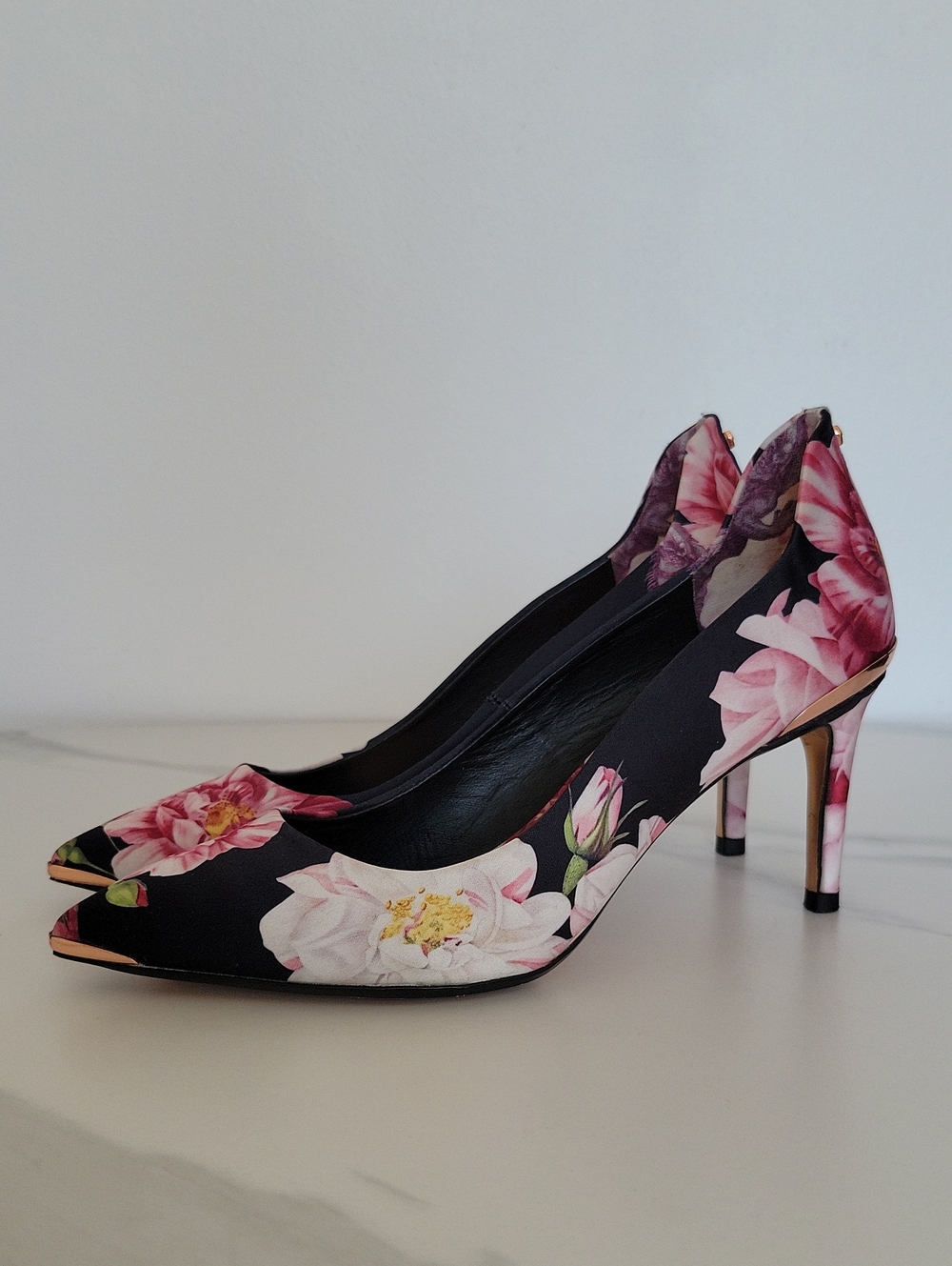 Ted Baker Black Floral Pointed Toe Stiletto Pumps